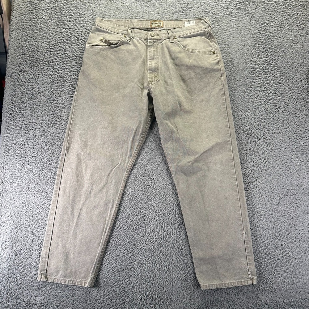 C.E. Schmidt Pant Mens 36x30 Gray Cotton Canvas Khakis Straight Workwear Utility
